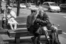 Queen Street Auckland city, black and white photo by Mike Wheelton